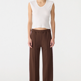 Bassike Pique Stripe Detail Pant - Carob/Pale Pink