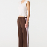 Bassike Pique Stripe Detail Pant - Carob/Pale Pink