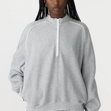 Bassike Raglan Sweat Pull Over Sweat - Grey Marle