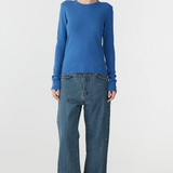 Bassike Slim Superfine Rib LS T.shirt - Marine Blue