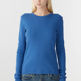 Bassike Slim Superfine Rib LS T.shirt - Marine Blue