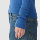 Bassike Slim Superfine Rib LS T.shirt - Marine Blue