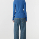 Bassike Slim Superfine Rib LS T.shirt - Marine Blue