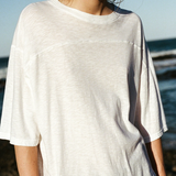 Bassike Slub Yoke Slouch T-shirt - White