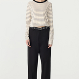 Bassike Stripe Baby LS T-shirt - Black/White/Undyed