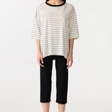 Bassike Stripe Boxy T-shirt - Black/White/Undyed