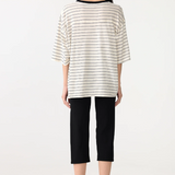 Bassike Stripe Boxy T-shirt - Black/White/Undyed