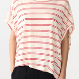 Bassike Stripe Circle T-shirt - Red/Undyed