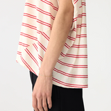 Bassike Stripe Circle T-shirt - Red/Undyed