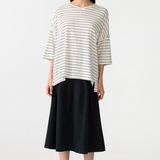 Bassike Stripe Slouch T-shirt - Black/White/Undyed