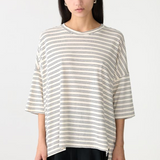 Bassike Stripe Slouch T-shirt - Black/White/Undyed