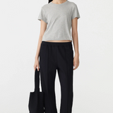 Bassike Twill Pinstitch Detail Pant - Black