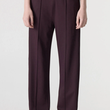 Bassike Twill Pinstitch Detail Pant - Dark Plum