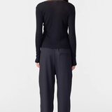 Bassike Twill Pleat Pull On Pant - Black