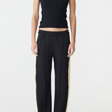 Bassike Twill Stripe Detail Pant - Black/Pale Yellow