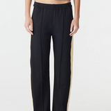 Bassike Twill Stripe Detail Pant - Black/Pale Yellow