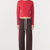Bassike Twill Stripe Detail Pant - Carob/Red