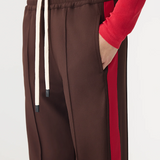 Bassike Twill Stripe Detail Pant - Carob/Red
