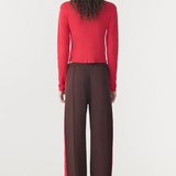 Bassike Twill Stripe Detail Pant - Carob/Red