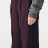 Bassike Twill Stripe Detail Pant - Dark Plum Ink