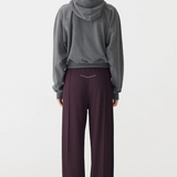 Bassike Twill Stripe Detail Pant - Dark Plum Ink