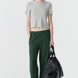 Bassike Twill Stripe Detail Pant - Pine/Marine Blue