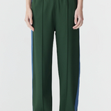 Bassike Twill Stripe Detail Pant - Pine/Marine Blue