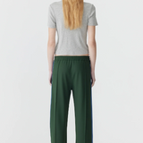 Bassike Twill Stripe Detail Pant - Pine/Marine Blue