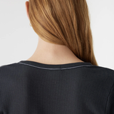Bassike Waffle V-neck L/S T-shirt - Washed Ink