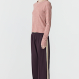 Bassike Wide Leg Athletic Tape Pant - Dark Plum