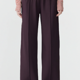 Bassike Wide Leg Athletic Tape Pant - Dark Plum