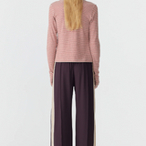 Bassike Wide Leg Athletic Tape Pant - Dark Plum