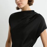 Bondi Born Faro Draped Shoulder Bias Dress - Black