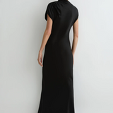 Bondi Born Faro Draped Shoulder Bias Dress - Black