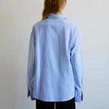 Commonplace Essentials Cortez Shirt - Sky/Maroon Stripe