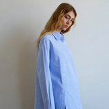 Commonplace Essentials Cortez Shirt - Sky/Maroon Stripe