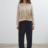 Commonplace Essentials Dawn Cotton Cardigan - Beige Polka Dot