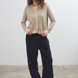 Commonplace Essentials Dawn Cotton Cardigan - Beige Polka Dot