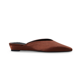 Commonplace Essentials Lady Flat Mule - Choc Satin