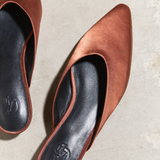 Commonplace Essentials Lady Flat Mule - Choc Satin