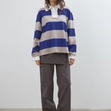 Commonplace Essentials Ocean Frill Polo - Navy/Grey/White
