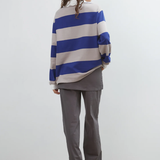 Commonplace Essentials Ocean Frill Polo - Navy/Grey/White