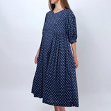 Daylight Moon Happy All Day Dress - Navy Cotton Spots