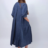 Daylight Moon Happy All Day Dress - Navy Cotton Spots