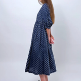 Daylight Moon Happy All Day Dress - Navy Cotton Spots