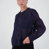 Daylight Moon Here Comes Life Blouse - Navy Crinkle Cotton