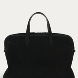 Deadly Ponies Zorro Briefcase - Black Suede/Silver