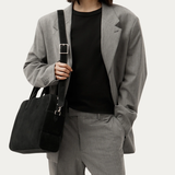 Deadly Ponies Zorro Briefcase - Black Suede/Silver