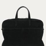 Deadly Ponies Zorro Briefcase - Black Suede/Silver