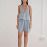 Deiji Studios Button Halter - Blue Stripe